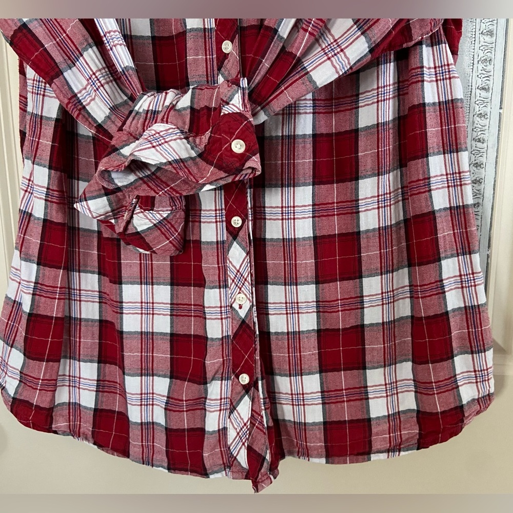 Gently Worn Croft&Barrow Sz-XXL Red Plaid Button-Up Flannel Wintertime Warm Top🎄 - Picture 15 of 16